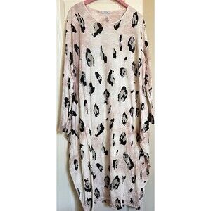 Diverse Italia Pink White Black Cheetah Print Dress One Size Fits To XXXL